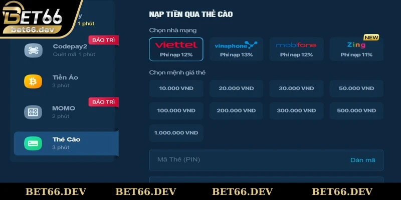 Phương thức nạp tiền mệnh giá thẻ cào hoàn toàn miễn phí